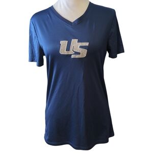 Hanes Cool Dri Size S/CH/P Hanes Dark Blue V-Neck Women's Tee